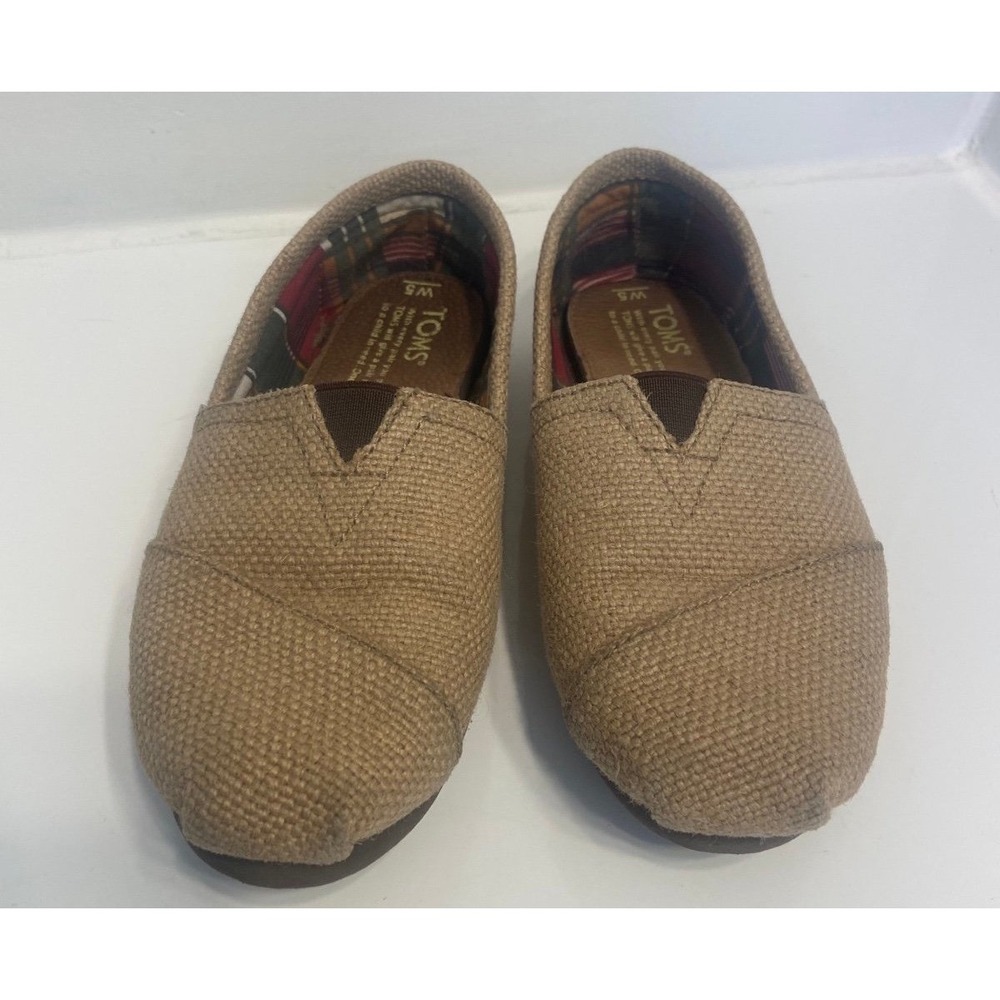Toms Womens Loafer Flat Shoes Beige Round Toe Slip On 5 - Picture 4 of 9